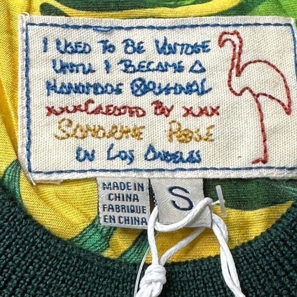 Sandrine Rose Tropical Wool Mixed Media Hawaiian Sweater Oversized Women S NWT - Picture 2 of 11